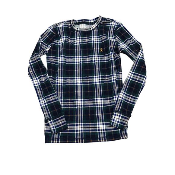 Gap Organic Cotton Blue Plaid L/S Pajama PJ Set Kids Size 14 - Picture 2 of 6